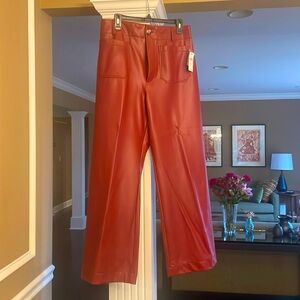 NWT 31 tall Collette faux leather deep red pants from anthropology inseam 29